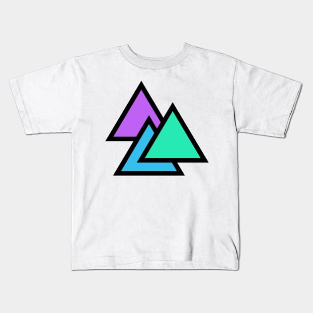 Retro 90s Aesthetic Vaporwave Triangles Kids T-Shirt by MeatMan